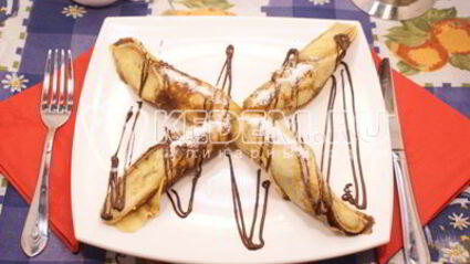 блинчики с бананом и шоколадом