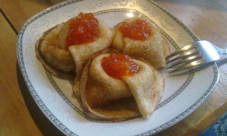 Рецепт блинчики с красной икрой