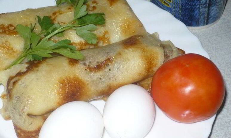 Рецепт блинчики с мяском