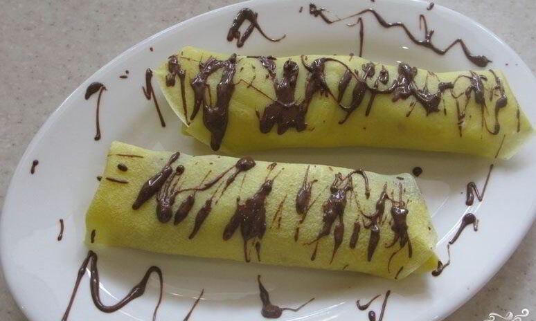 Рецепт блинчики с шоколадом и бананом