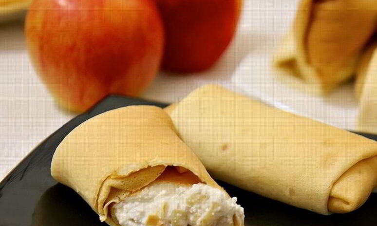 Рецепт блинчики с творогом и яблоками