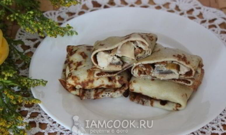 Рецепт блины с курицей и грибами