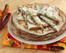 Блины с припеком из сыра и зелени