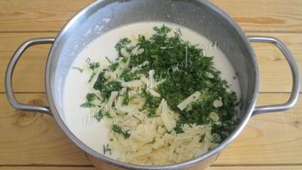 блины с припеком из сыра и зелени