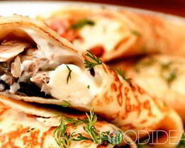 Блины с сыром и грибами