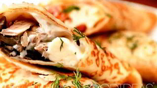 Блины с сыром и грибами