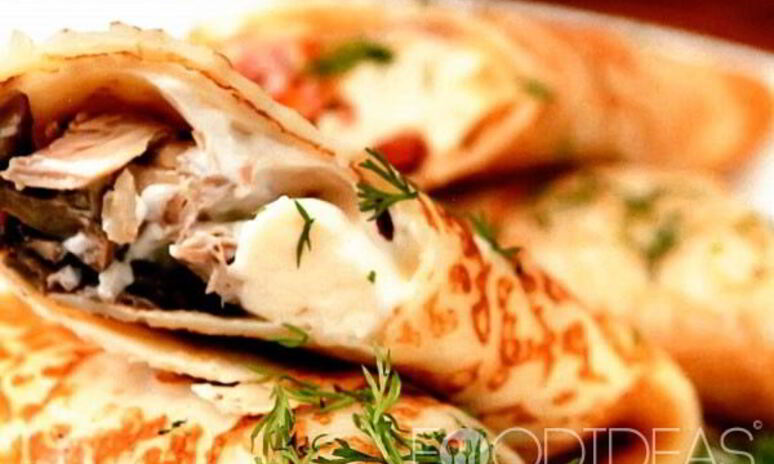 Рецепт блины с сыром и грибами