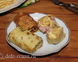 Блины с ветчиной и сыром