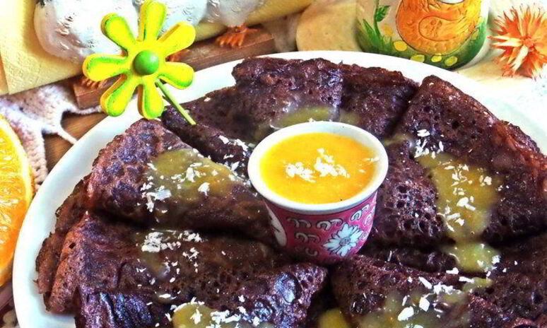 Рецепт шоколадные блины с лимонным курдом