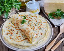 Сырные блины с укропом