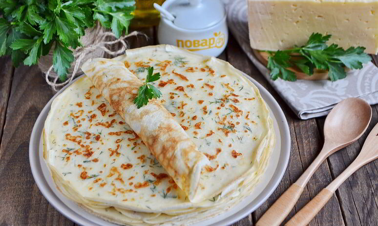 Рецепт сырные блины с укропом
