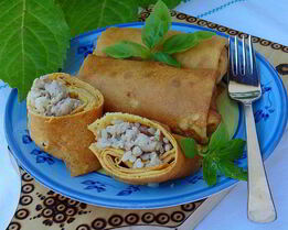 Тыквенные блины с мясом