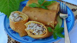 Тыквенные блины с мясом