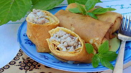 тыквенные блины с мясом