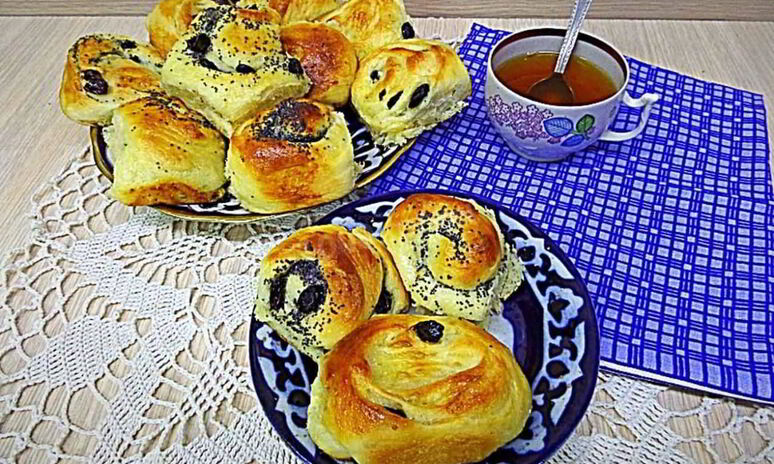 Рецепт булочки с изюмом и маком на сдобном тесте