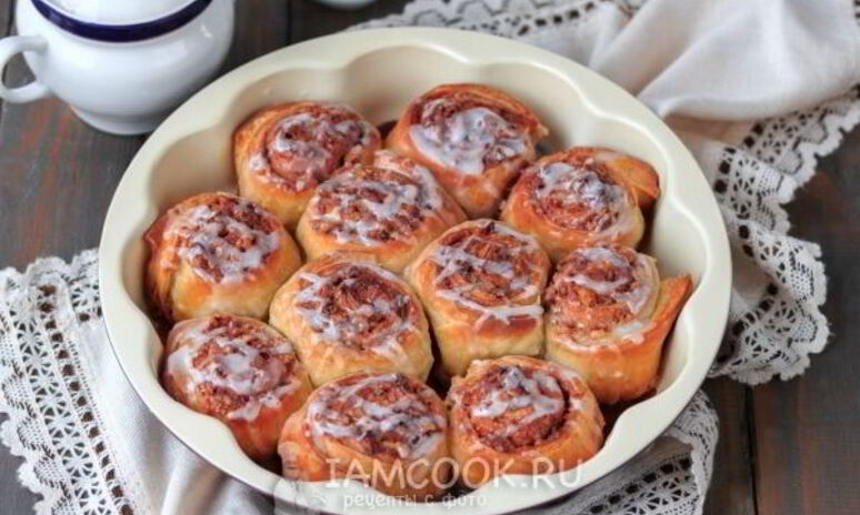 Рецепт булочки с корицей из слоеного теста
