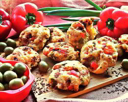 Ленивые пиццы-булочки на творожном тесте