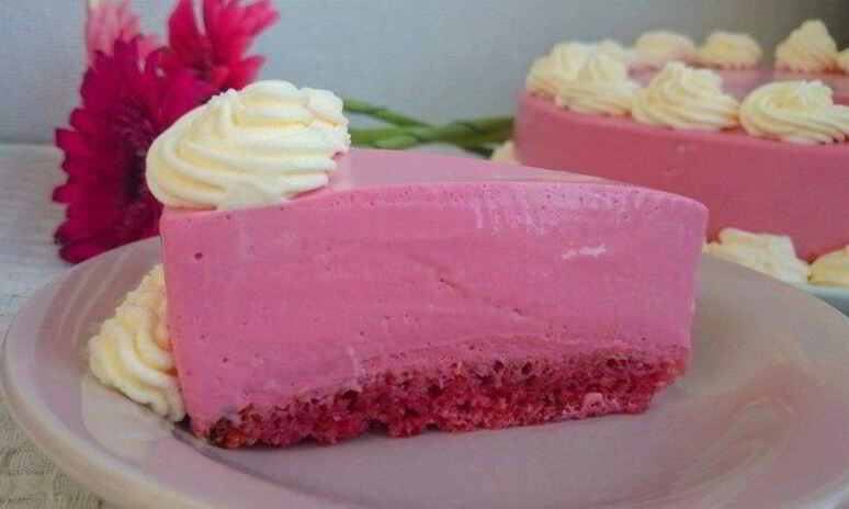 Рецепт холодный розовый чизкейк