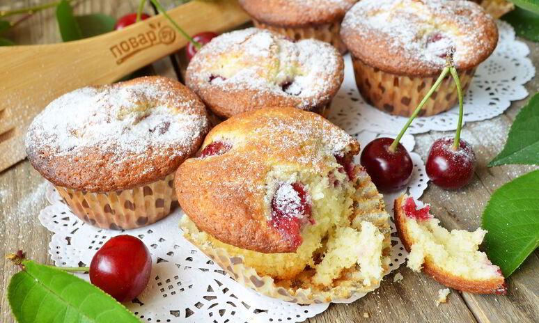 Рецепт кекс с вишней на сметане