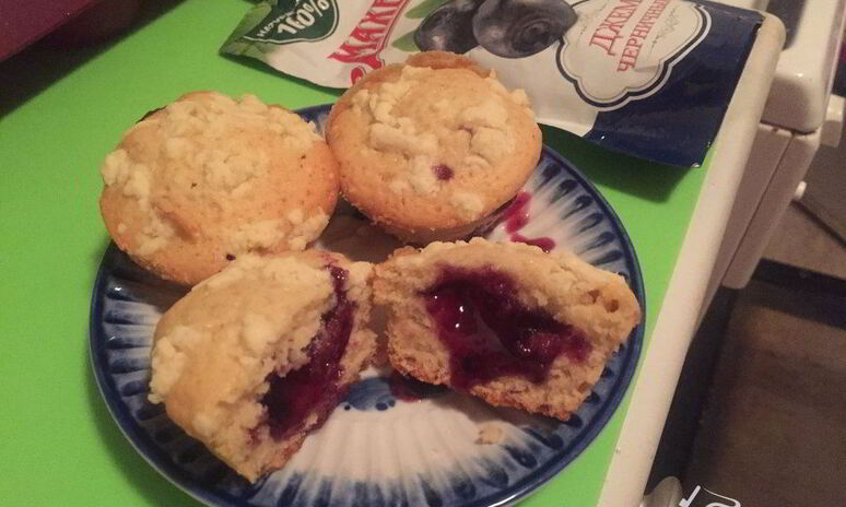 Рецепт кексики с черничным джемом
