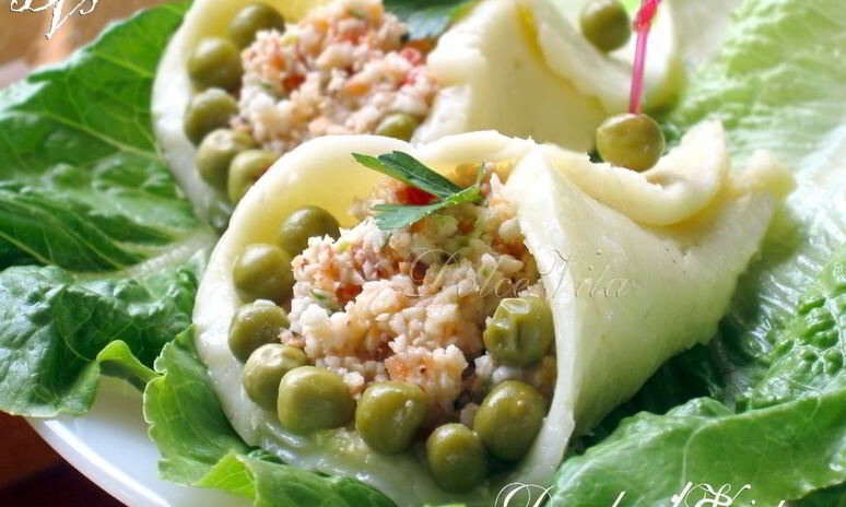 Рецепт конвертики из сыра с салатом на здоровье