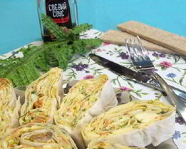 Лаваш с курицей и корейской морковкой