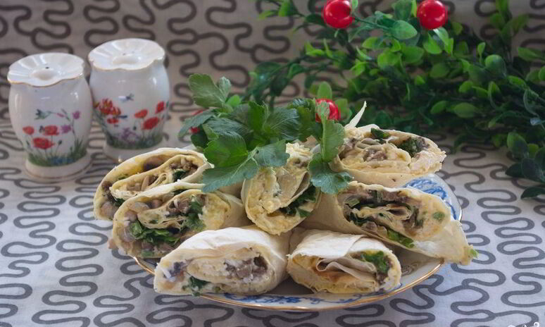 Рецепт лаваш с шампиньонами