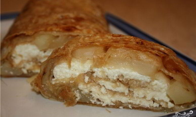 Рецепт лаваш с яблоками и творогом