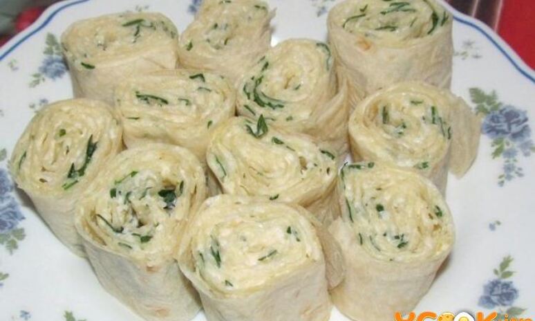 Рецепт рулетики из лаваша с сыром
