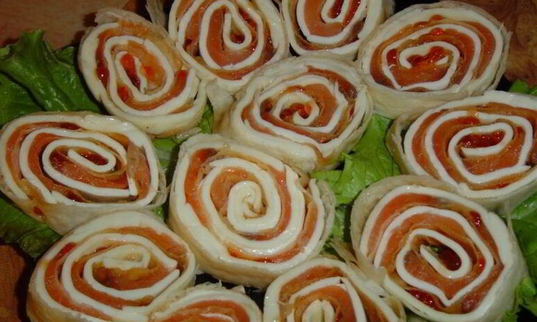 Рецепт рулеты из лаваша с икрой