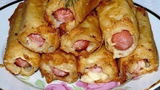 Сосиски с картофелем в тонком лаваше