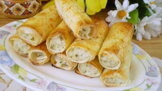 Трубочки из лаваша, запеченные в духовке