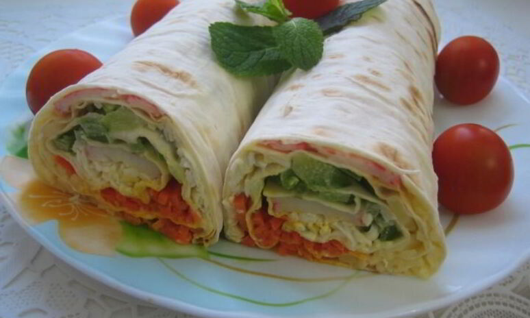 Рецепт цветной рулет из лаваша
