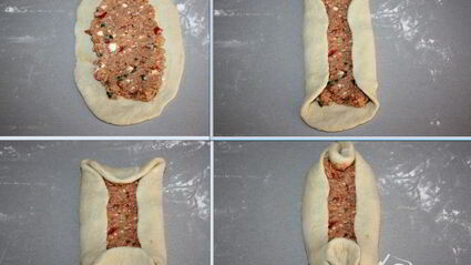 пиде — турецкие лепешки с фаршем, фетой и помидорами
