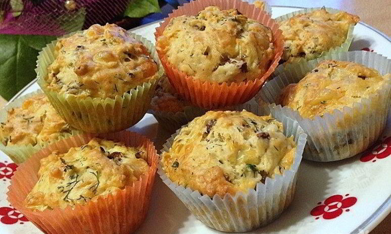 Рецепт грибные маффины с сыром и зеленью