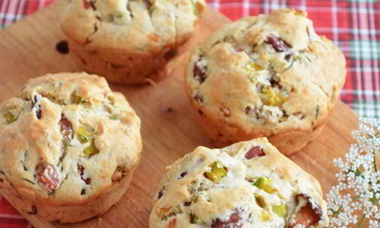 Рецепт летние маффины с лисичками и ветчиной