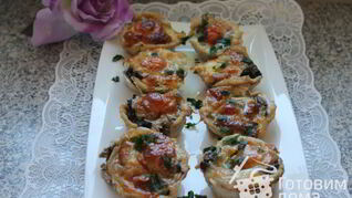 Мясные маффины из куриного филе, грибов и сыра моцарелла