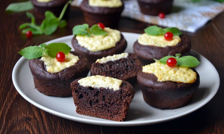 Рецепт шоколадные маффины с творогом