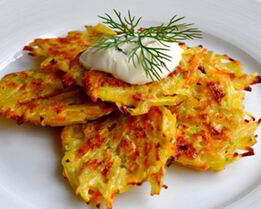 Картофельные оладьи лорики с грибами и яйцом