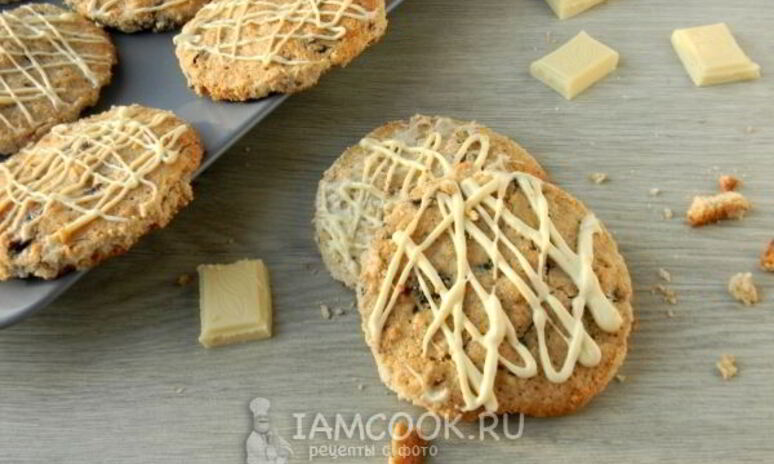 Рецепт овсяное печенье с изюмом и белым шоколадом