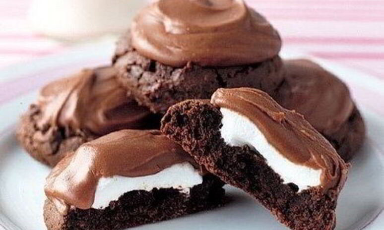 Рецепт шоколадное печенье в глазури с зефиром