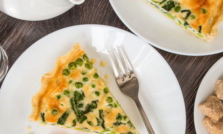 Рецепт киш с зеленым горошком и шпинатом