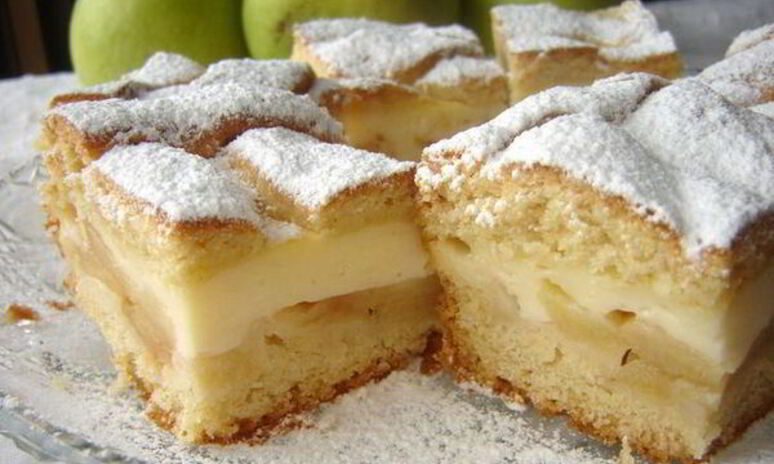 Рецепт пирог с яблоками в сметанном креме