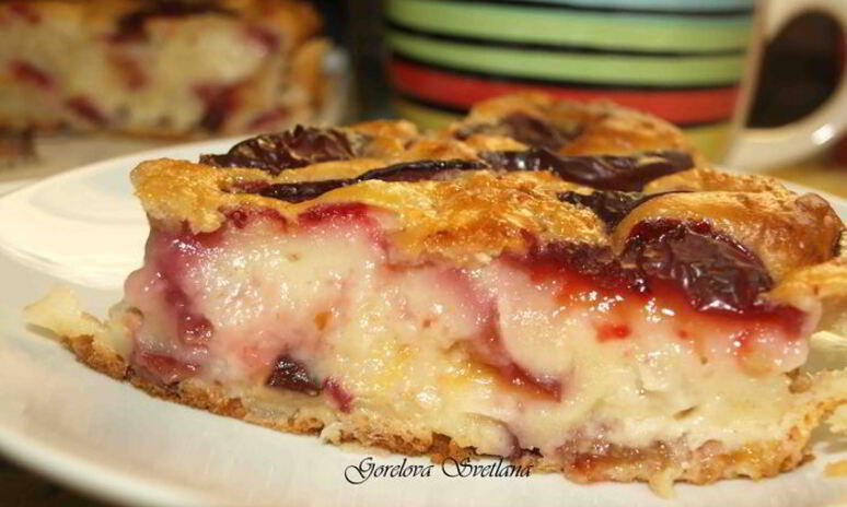 Рецепт сливовый пирог с яблоками