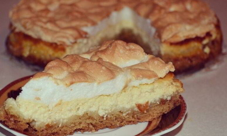 Рецепт творожный пирог с меренгой