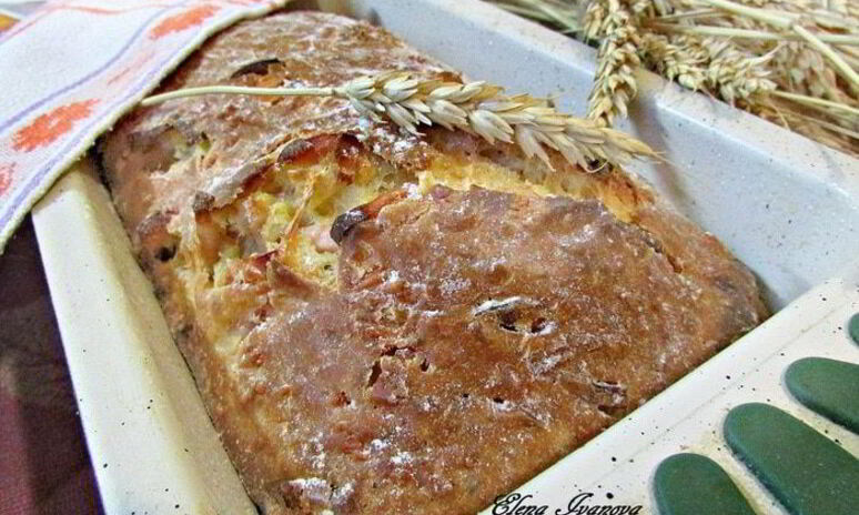 Рецепт закусочный пирог с ветчиной и сыром