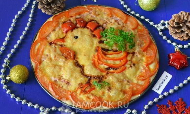 Рецепт новогодняя пицца петушок