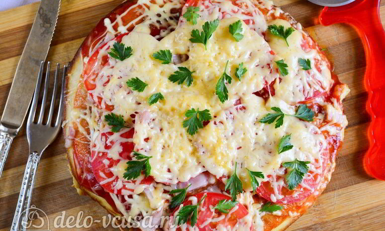 Рецепт пицца на сковороде за 10 минут