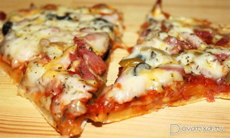Рецепт пицца с грибами и ветчиной