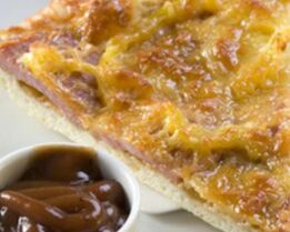 Пицца с колбасой и грибами